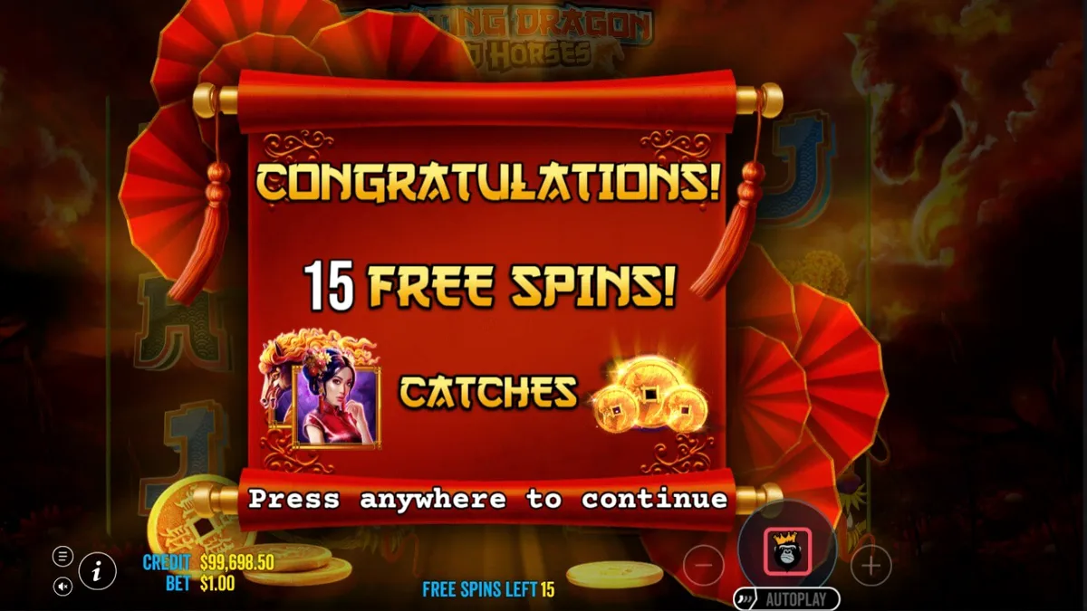 Tampilan visual slot Floating Dragon Wild Horses dengan nuansa oriental yang indah
